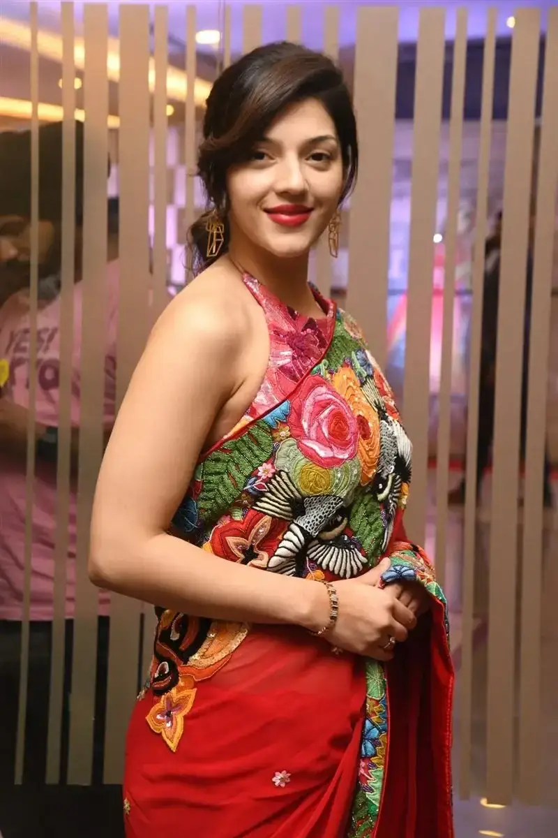 Mehreen Pirzada Red Saree at Spark LIFE Movie Trailer Launch